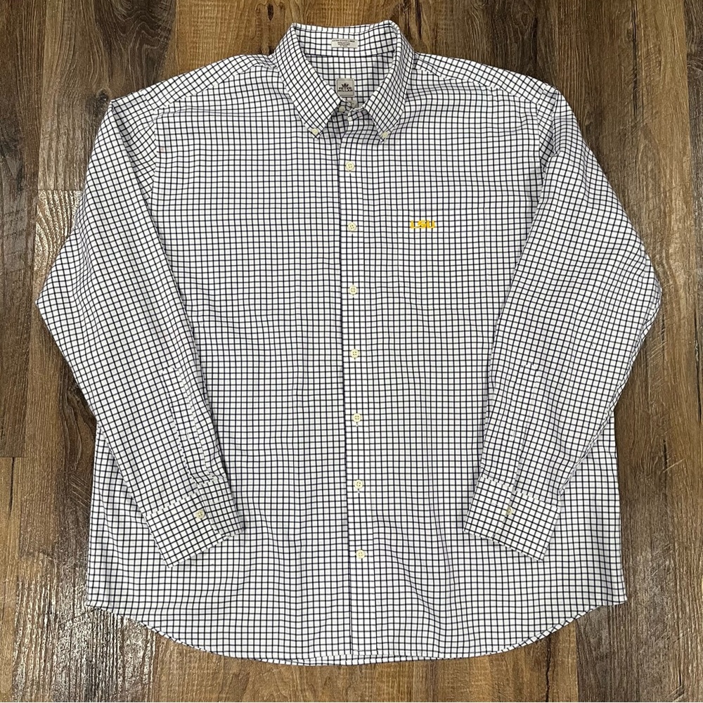 Peter Millar Nanoluxe Tattersall LS Button Down Shirt LSU Tigers XXL MC0CW14CBL